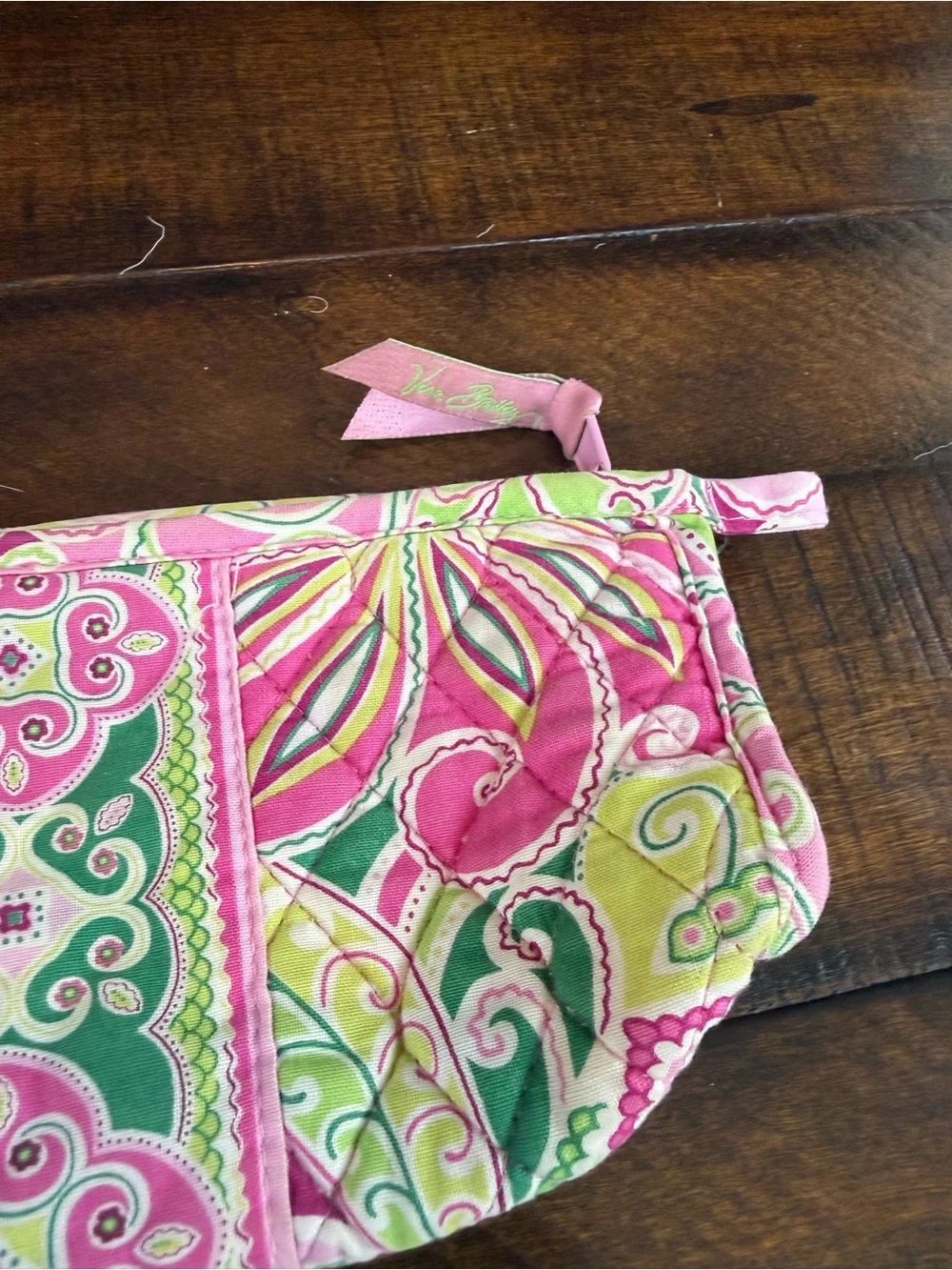 Vera Bradley Quilted Paisley Cosmetic Bag in Pink & Green